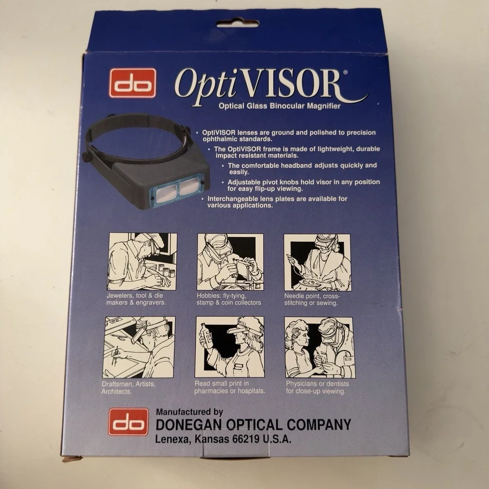 DO Optivisor DA7 Optical Glass Binocular Magnification Visor - NEW Made In USA